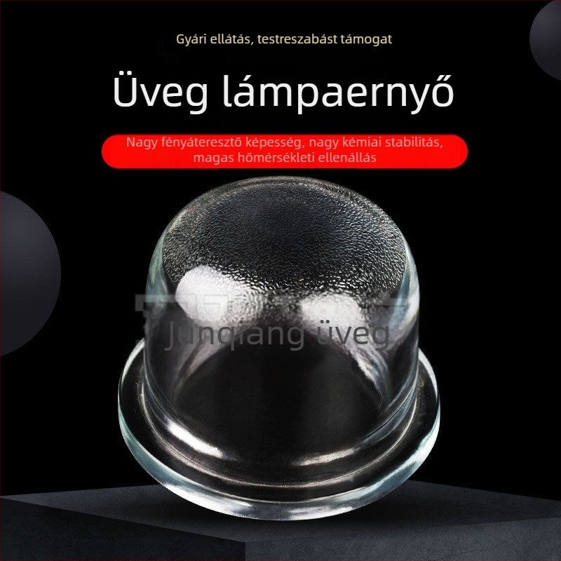Átlátszó üveg lámpabúra védőburkolattal és peremmel, testreszabható