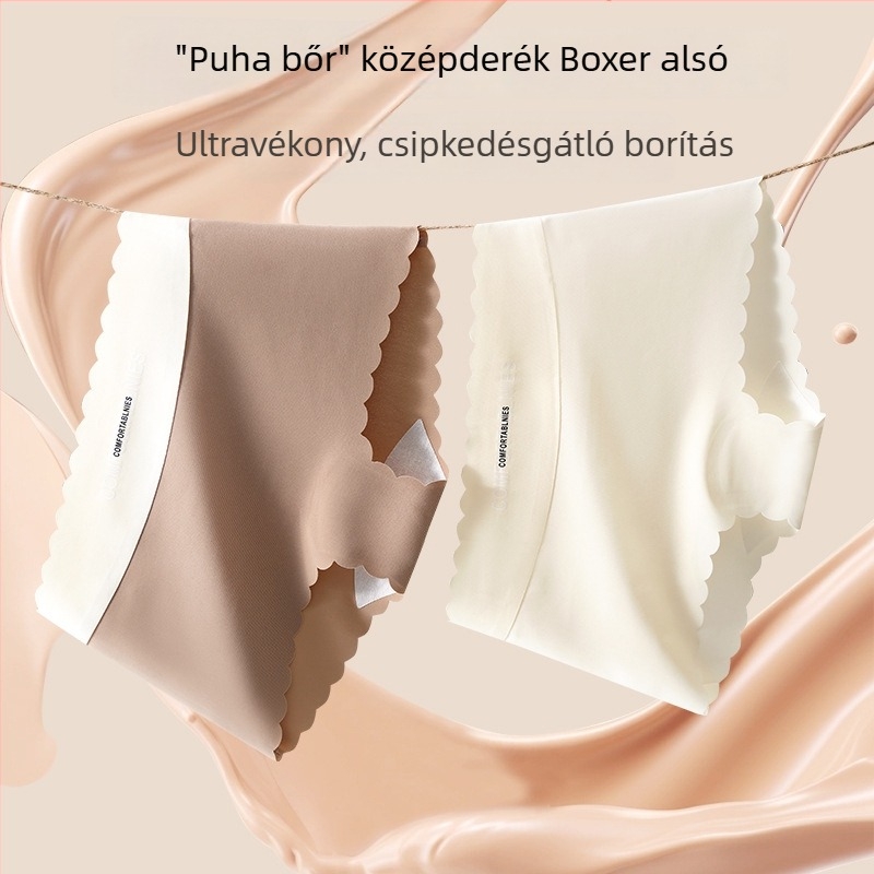Lányoknak készült varrat nélküli, magas derekú alsónemű Ice Silk anyagból, ultra vékony és lélegző, pamut betéttel