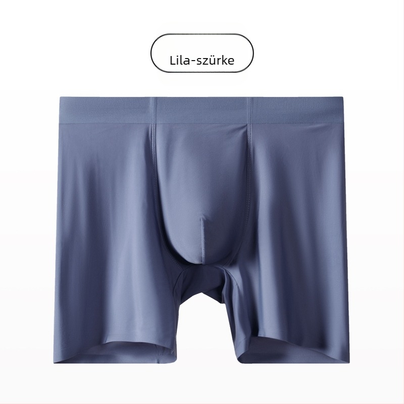 Férfi sportos, varrat nélküli boxer brief Ice Silk anyagból, anti-dörzsölés, hosszú lábakkal, meghosszabbított hosszúság
