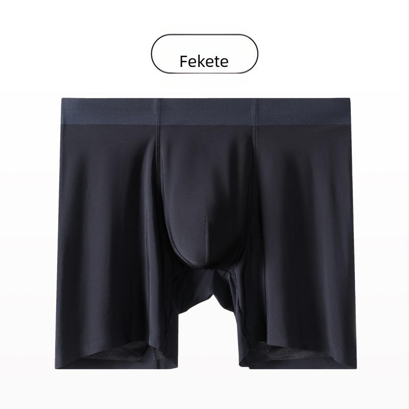 Férfi sportos, varrat nélküli boxer brief Ice Silk anyagból, anti-dörzsölés, hosszú lábakkal, meghosszabbított hosszúság