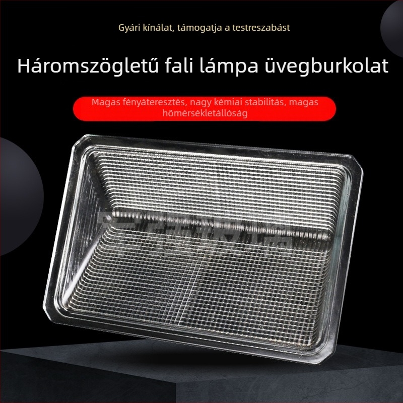 Háromszög alakú falikar áttetsző üvegbúrás lámpa, testre szabható