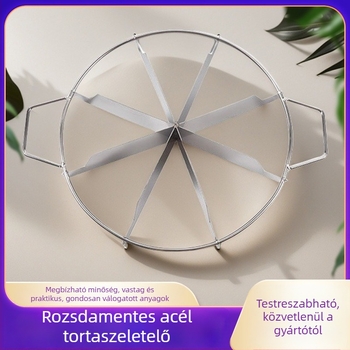 Rozsdamentes acél süteményvágó és tortaosztó — mindent egyben sütőeszköz, kerek és kényelmes
