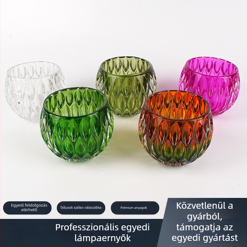 Színes üveg lámpabúra, retro stílusú, vastag üvegű burkolat, kis csillárhoz, testreszabható