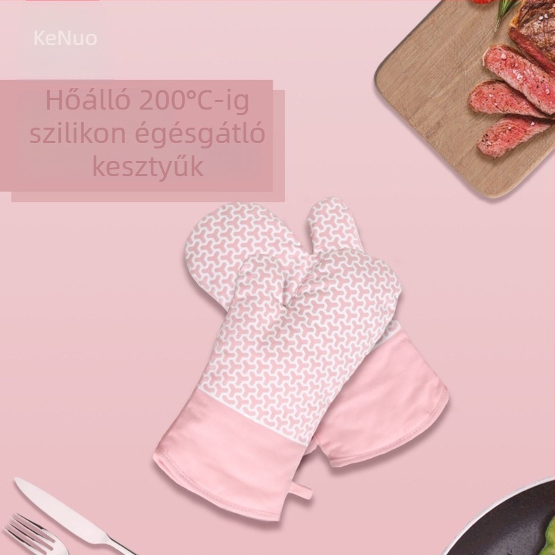 Szilikon mikrosütő kesztyű – vastagított, hőálló, szigetelő, geometriai hexagon mintázatú, tartós