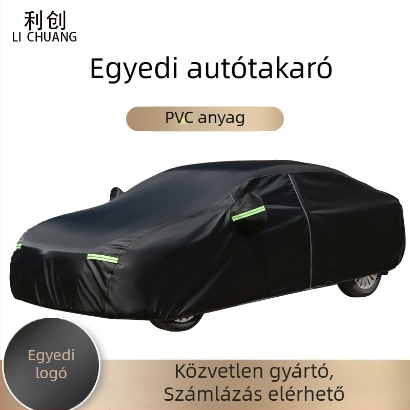 Autótakaró pamut velúrból, vastagított kivitel, eső- és napsütés elleni védelem, fényvisszaverő csíkokkal, porvédő és hőszigetelő, teljes fedés
