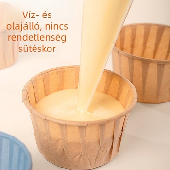 Magas hőmérsékletnek ellenálló sütőpapír muffinformákhoz, antiadhéziós bevonattal, görbült peremű muffinkelyhek, légsütőhöz, otthoni használatra