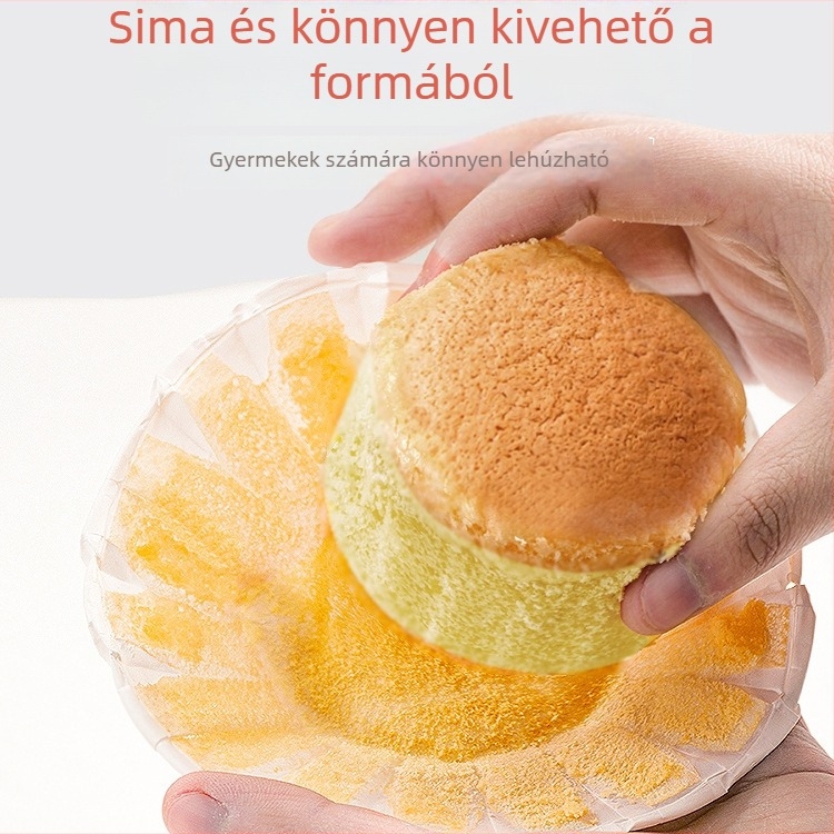 Magas hőmérsékletnek ellenálló sütőpapír muffinformákhoz, antiadhéziós bevonattal, görbült peremű muffinkelyhek, légsütőhöz, otthoni használatra