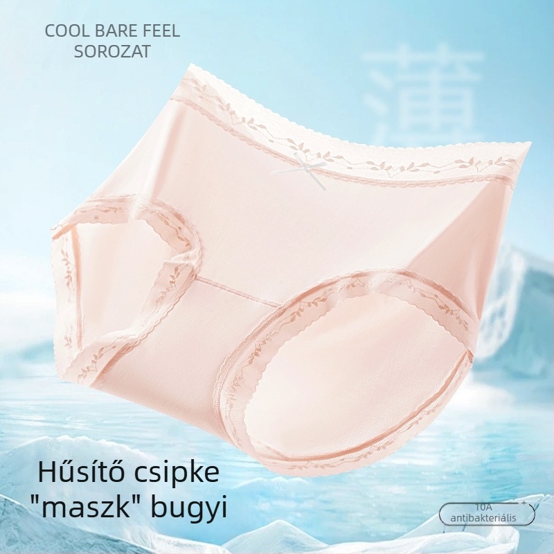 Női alsónemű ice silkból, középső derekú, lélegző és antibakteriális, háromszög fazonú, egyszínű