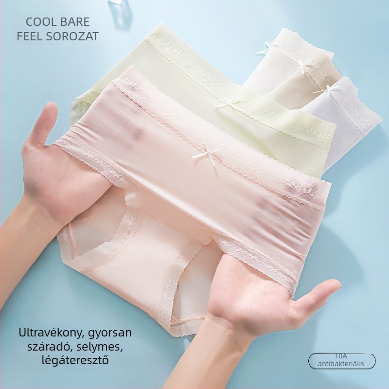 Női alsónemű ice silkból, középső derekú, lélegző és antibakteriális, háromszög fazonú, egyszínű