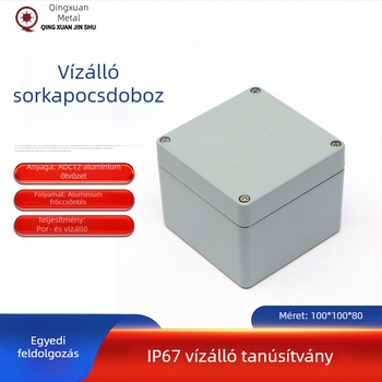 Fém műszerház, kültéri vízálló csatlakozó doboz 100×100×80
