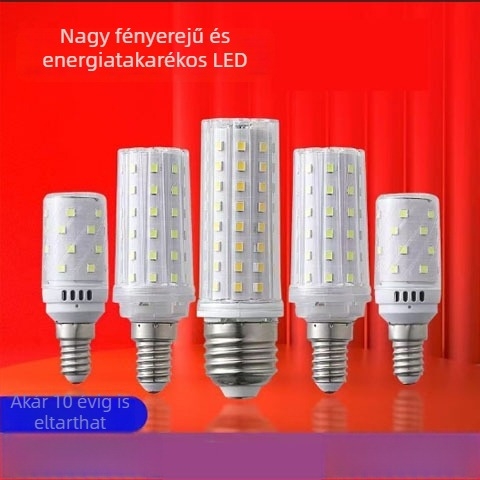 LED kukorica alakú izzó otthoni világításhoz, rendkívül fényes, árnyék nélküli, háromszínű fényhőmérséklet, alkalmas függesztett és asztali lámpákhoz, E14/E27 foglalattal.