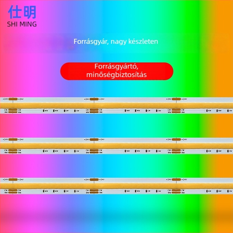 Alacsony feszültségű COB LED-szalag, 24V RGB, nagy sűrűségű 640 LED, szekrényvilágítás