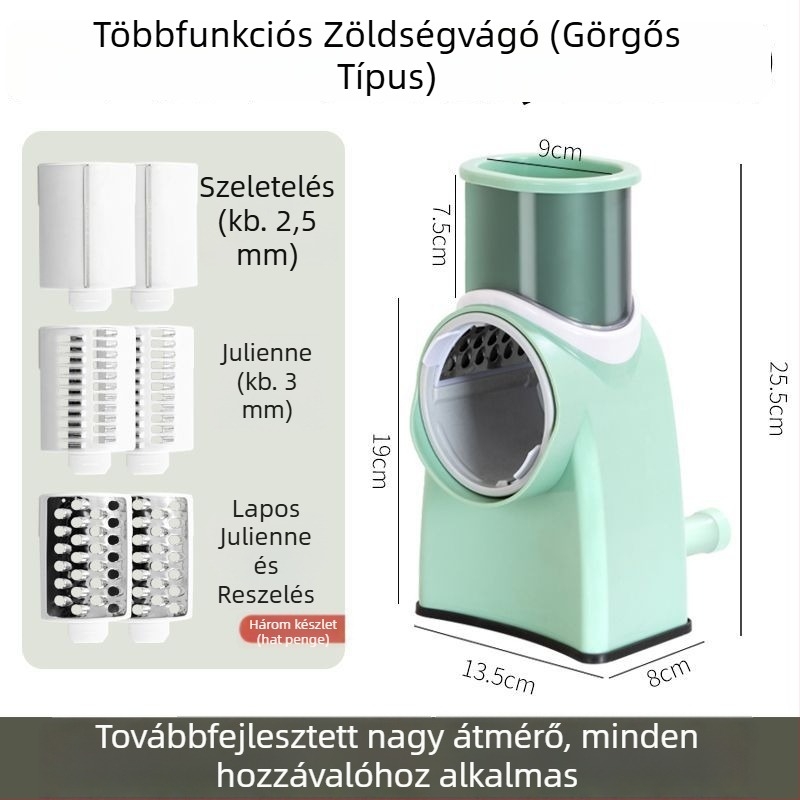 Többcélú zöldségvágó kés szeletelő, reszelő és hús szeletelő funkciókkal; ideális burgonyához és citromhoz