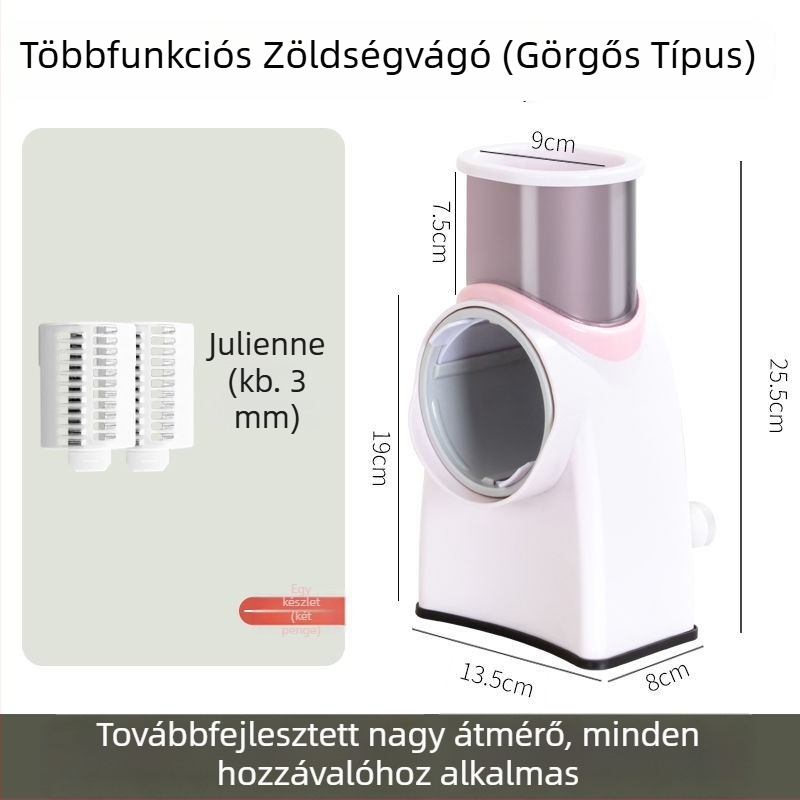 Többcélú zöldségvágó kés szeletelő, reszelő és hús szeletelő funkciókkal; ideális burgonyához és citromhoz