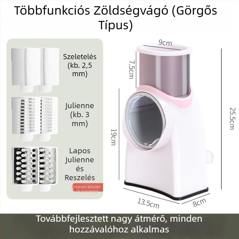 Többcélú zöldségvágó kés szeletelő, reszelő és hús szeletelő funkciókkal; ideális burgonyához és citromhoz