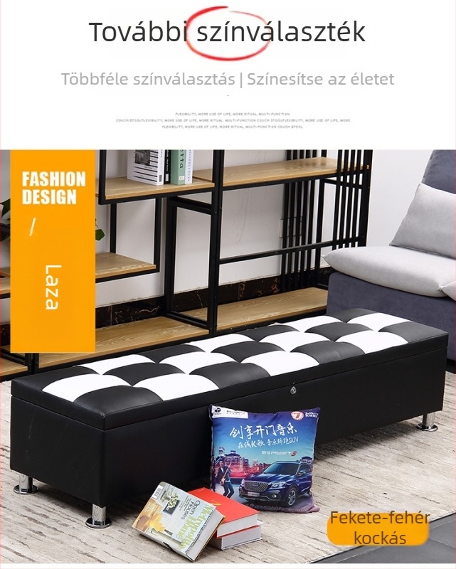 Hosszú bőr kanapé tároló doboz zárható és cipőcserére szolgáló szék