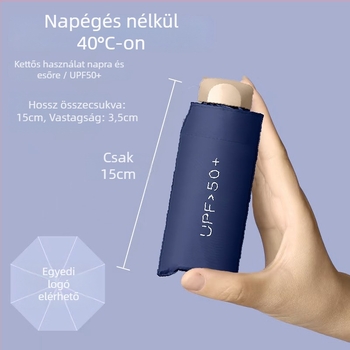 Egyszínű UV-védelmet nyújtó napernyő, kettős használat, ultrakönnyű, fekete bevonattal, kézi összecsukható, kompakt mini napernyő