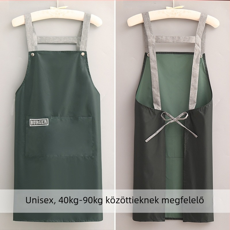 Koreai stílusú minimalist konyhai kötény vállpántokkal, vízálló, olaj- és foltálló, rövid nyári modell