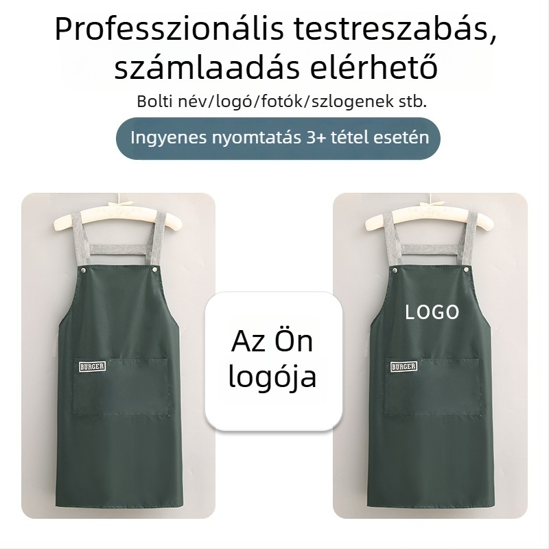 Koreai stílusú minimalist konyhai kötény vállpántokkal, vízálló, olaj- és foltálló, rövid nyári modell