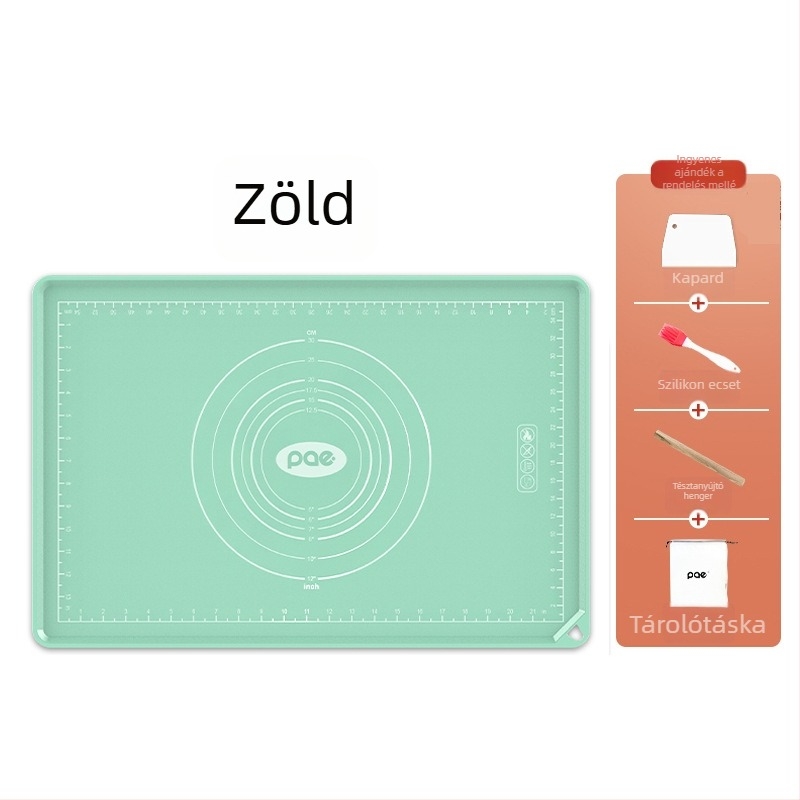 Élelmiszer-minőségű szilikon dagasztó matrac, extra nagy, vastagított, összecsukható, tapadásmentes és csúszásmentes, mérőjelzésekkel