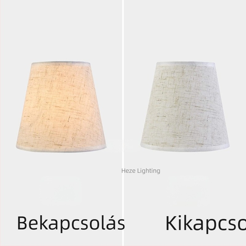 Textil lámpabura falikar és csillárhoz, len színű, clip-bubble stílus