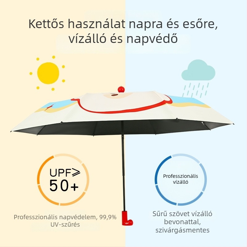Nagy méretű gyerekeknek szánt összecsukható nap- és esőernyő UV védelemmel, iskolásoknak