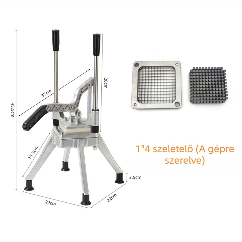 Kézi multifunkcionális konyhai szeletelő és kockázó készülék, függőleges kialakítás, hordozható sültkrumpli készülék