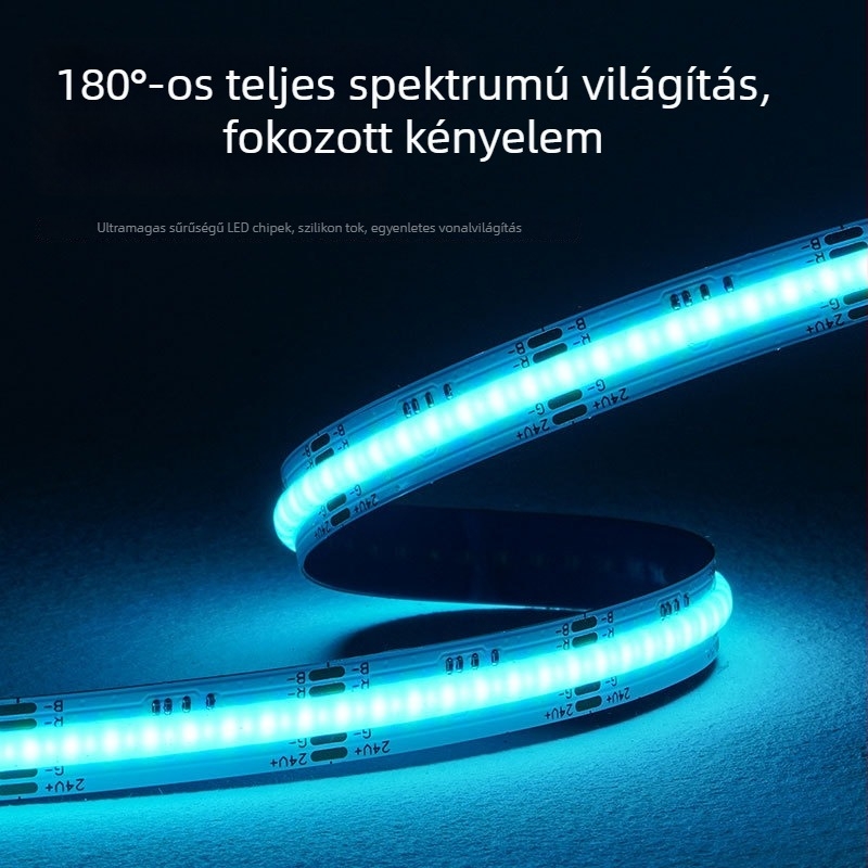 COB RGB LED-szalag – alacsony feszültségű, többszínű váltás, egyenletes megvilágítás atmoszférikus dekorációhoz és színpadi megvilágításhoz, nagy fényerő
