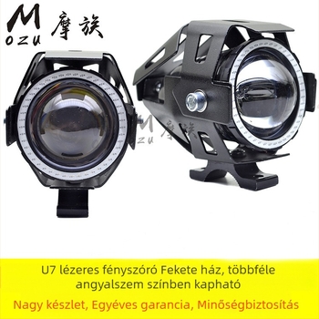 Motorkerékpár LED első fényszóró, U7 Laser Cannon, vízálló 12V, segédfény stroboszkóp hatással