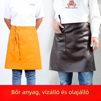Bőr félhosszú konyhai kötény, vízálló és olajálló, uniszex, nyugati stílusú