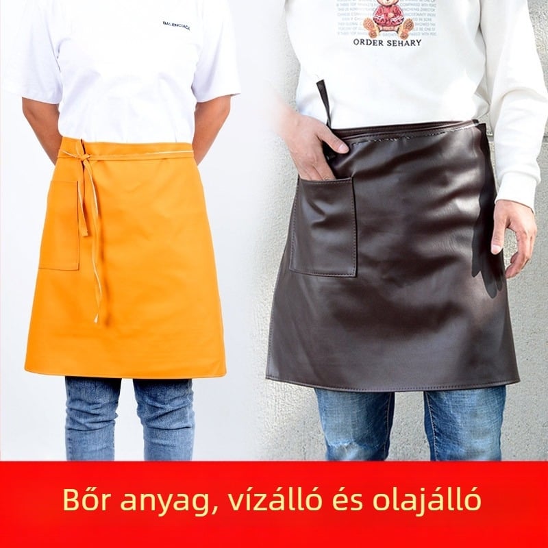 Bőr félhosszú konyhai kötény, vízálló és olajálló, uniszex, nyugati stílusú