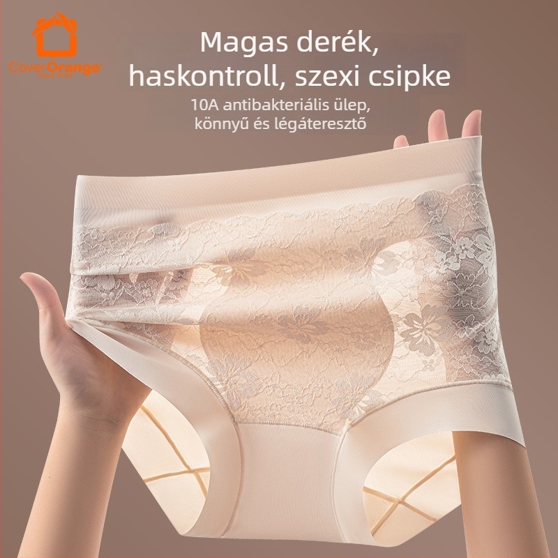 Női magas derekú haskontroll nadrág, 2025-ös új stílus, szexi csipke, vékony Ice Silk anyag, varrás nélküli, fenékemelés, plusz méret