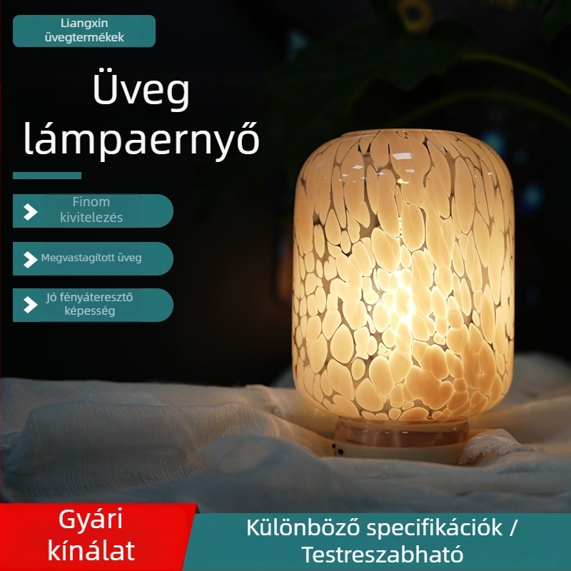 Egyedi rózsaszín üveg lámpabúra hálószoba és nappali számára – hengeres, pöttyös dizájn