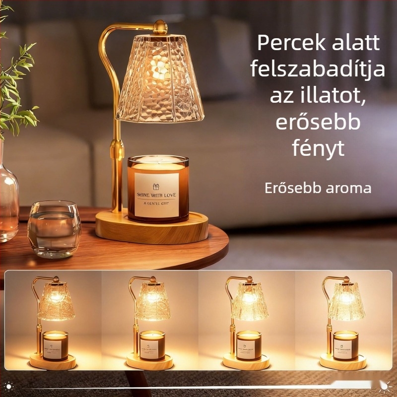 Új modell láng nélküli illatosító diffúzorral és üveg viasz melegítő lámpával, állítható magasságú éjjeli lámpa a hálószobába
