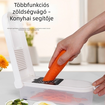 Kézi működtetésű, multifunkcionális zöldségvágó és reszelő – szeleteli retket és burgonyát