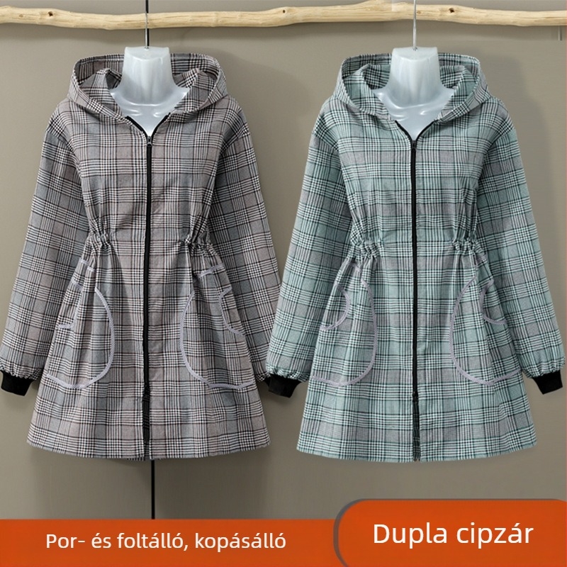 Pamut konyhai kötény hosszú ujjú, cipzárral, otthoni használatra, szennyeződésálló, modern stílus
