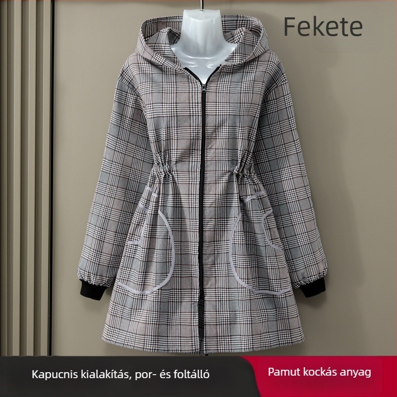 Pamut konyhai kötény hosszú ujjú, cipzárral, otthoni használatra, szennyeződésálló, modern stílus
