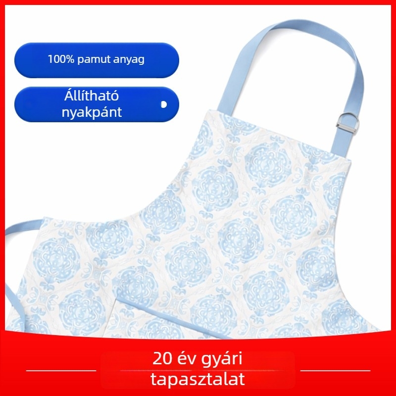 2025 új 100% pamut kötény, vízálló, testreszabható nyomtatott mintával, háztartási használatra