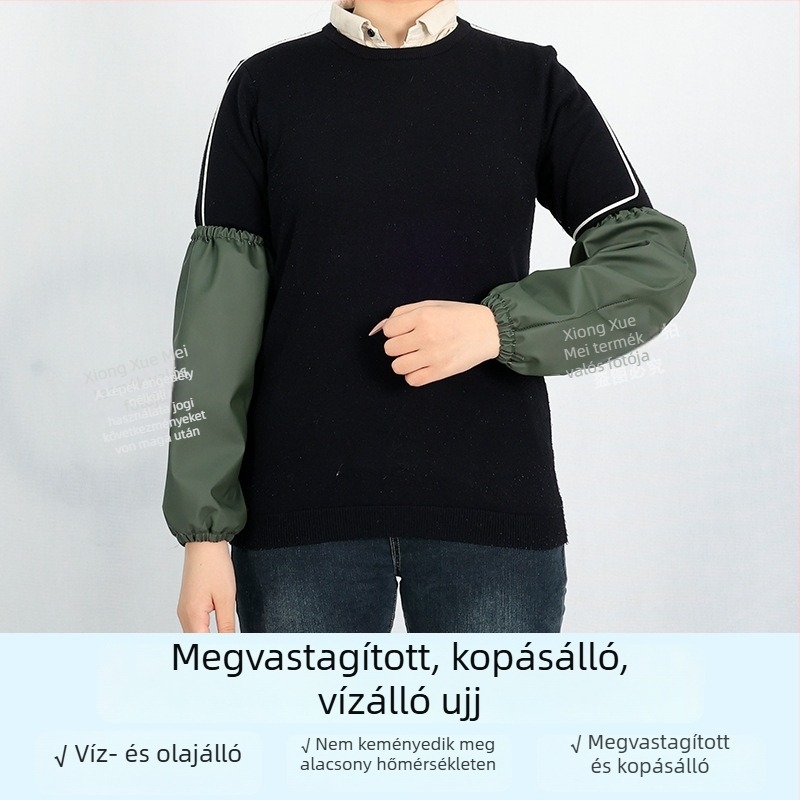 Vízálló, vastagított kötény ujjakkal, hosszított mérettel, sav-bázis ellenálló, ipari felhasználásra