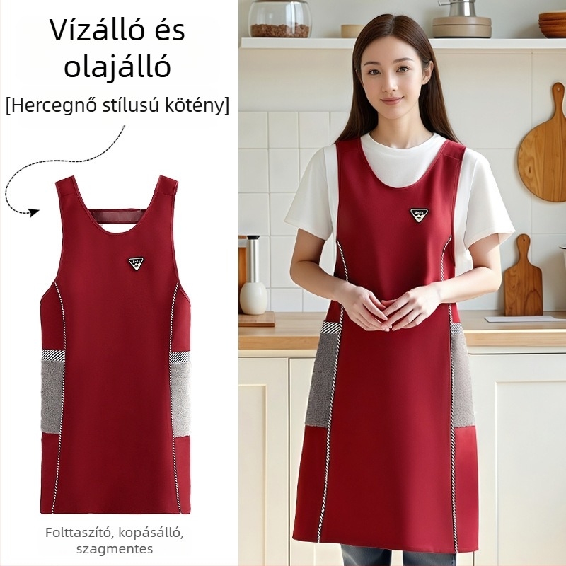 Ujjatlan, vízálló kötény a konyhához, olaj- és kopásálló, egyszínű, minimalist design, egy méret