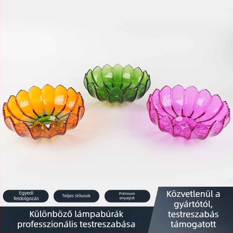 Egyedi üveg lámpabúra csillárhoz, erkerablakhoz és éttermi dekorációhoz, sötétzöld-borostyán színű, folyosóhoz.