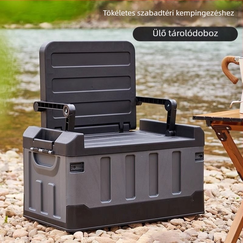 Autó csomagtartójához illő tároló doboz, összecsukható, 50-60 L kapacitás, kempinghez, piknikhez és horgászathoz