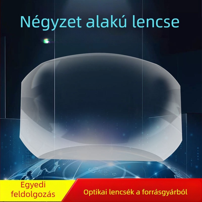 Négyzet alakú optikai lencse üvegből, kétszer domború lencse, négyzet alakú plano-konvex nagyító