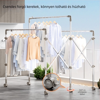 Yulite Álló, összecsukható ruhaszárító állvány, rozsdamentes acélból, három karos, erkélyhez