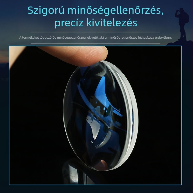 Antireflexív kék bevonatú konvex lencse, Ø50 mm, sík-konvex optikai lencse, vastag konvex lencse