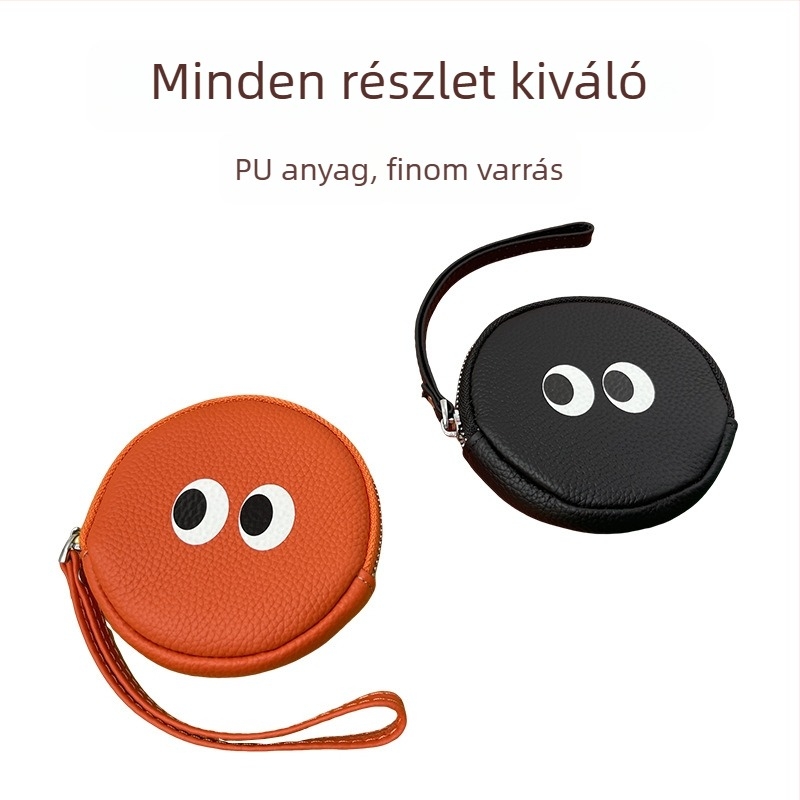 PU bőrből készült aranyos mini érmés tasak egyedi tervezéssel, réz cipzárral és kulcstartóval