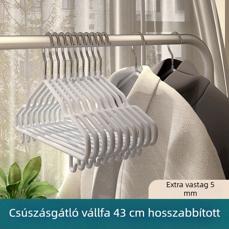 Extra vastag, csúszásmentes ruhafogas felnőtteknek, ruhaszárító tartó, rozsdamentes acél kampókkal