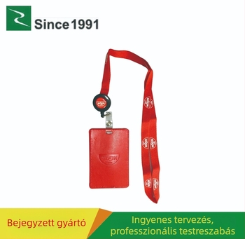PU bőrtok több rekesszel, diák- és alkalmazotti igazolványokhoz, nyakpánttal