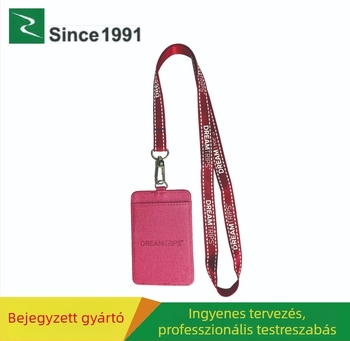 PU bőrtok több rekesszel, diák- és alkalmazotti igazolványokhoz, nyakpánttal