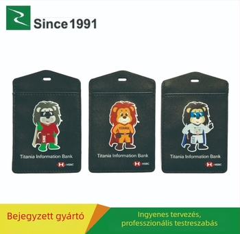 PU bőrtok több rekesszel, diák- és alkalmazotti igazolványokhoz, nyakpánttal